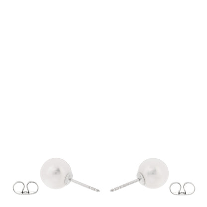 Tiffany 18K White Gold Akoya Cultured Pearl 8.5-9mm Signature Earrings 3 of 4