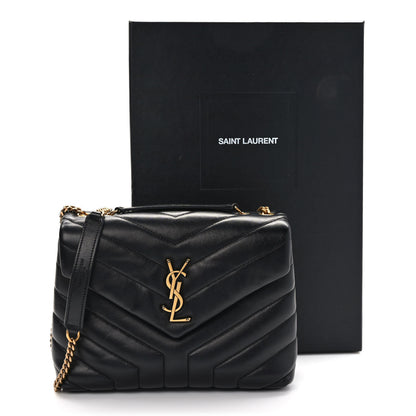 Saint Laurent Calfskin Y Quilted Monogram Small Loulou Chain Satchel Black 9 of 9