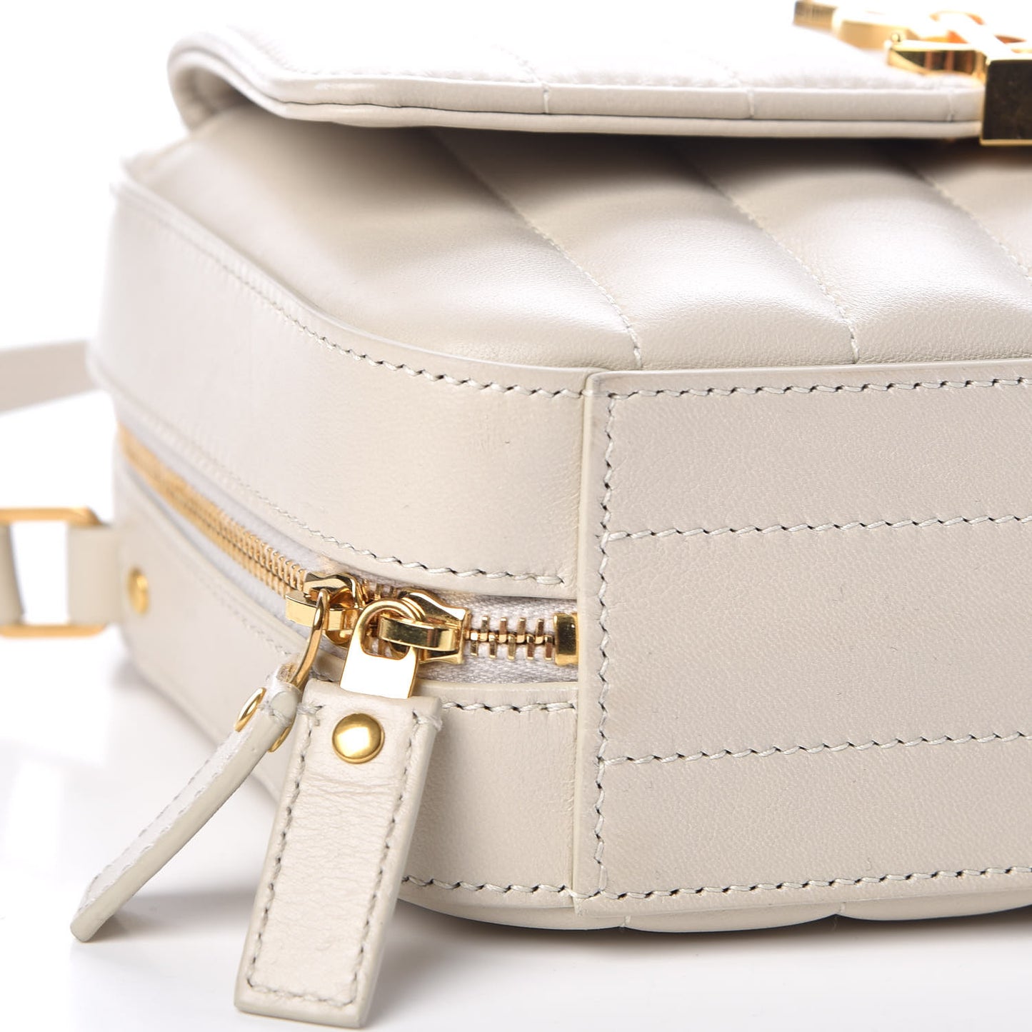 Lambskin Matelasse Monogram Vicky Camera Bag White