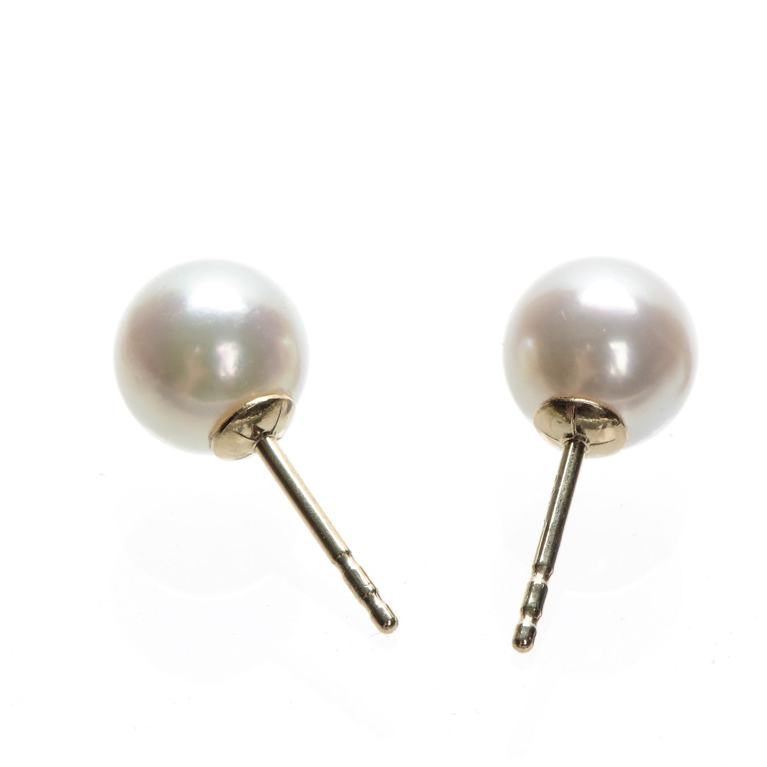 Tiffany 18K Yellow Gold 8mm Pearl Stud Earrings 3 of 6