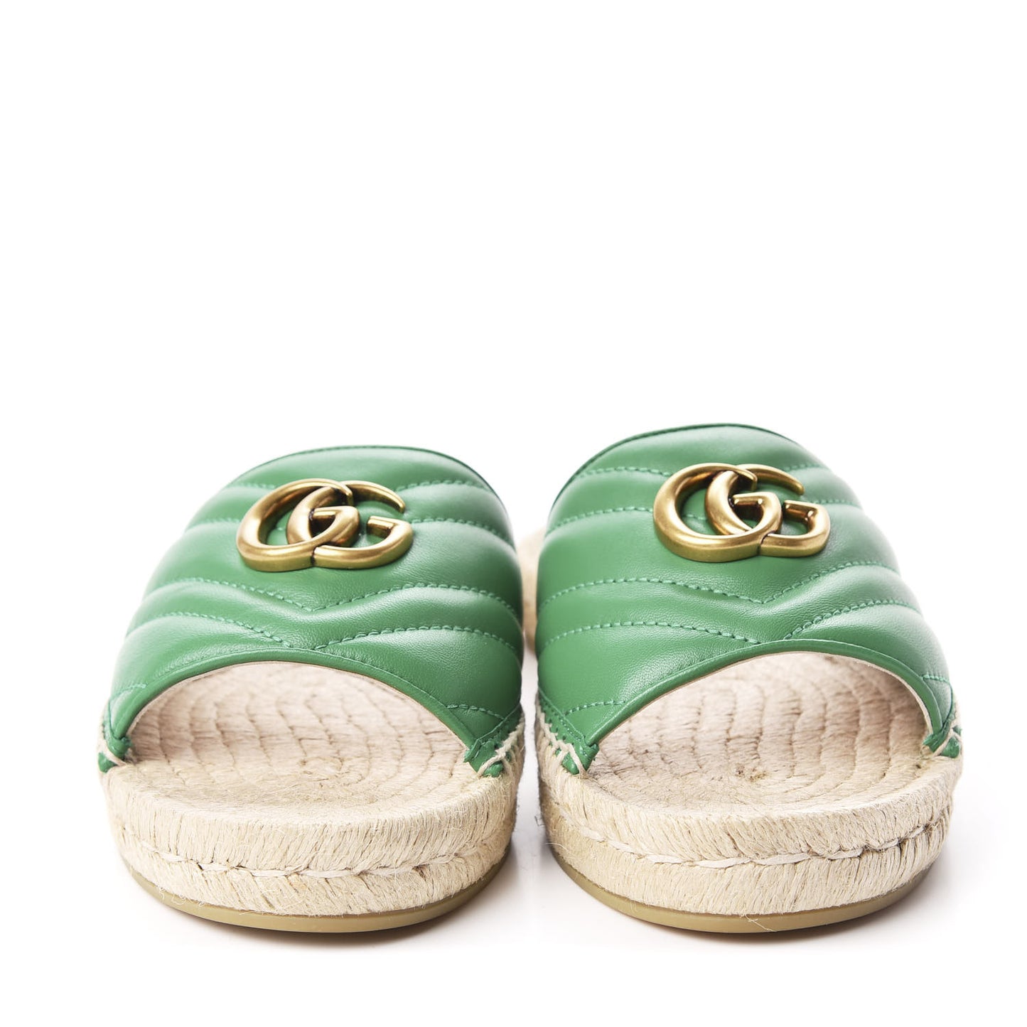 Nappa Matelasse GG Marmont Espadrille Slide Sandals 38 New Shamarock