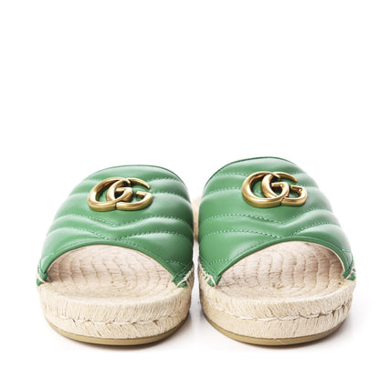 Gucci Nappa Matelasse GG Marmont Espadrille Slide Sandals 38 New Shamarock 3 of 9