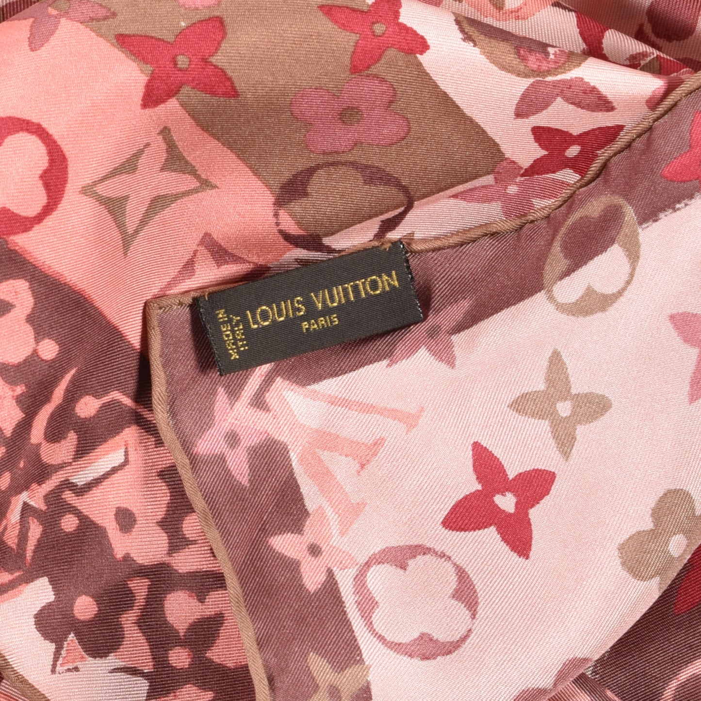 Silk Monogram Arty Square Scarf Pale Pink