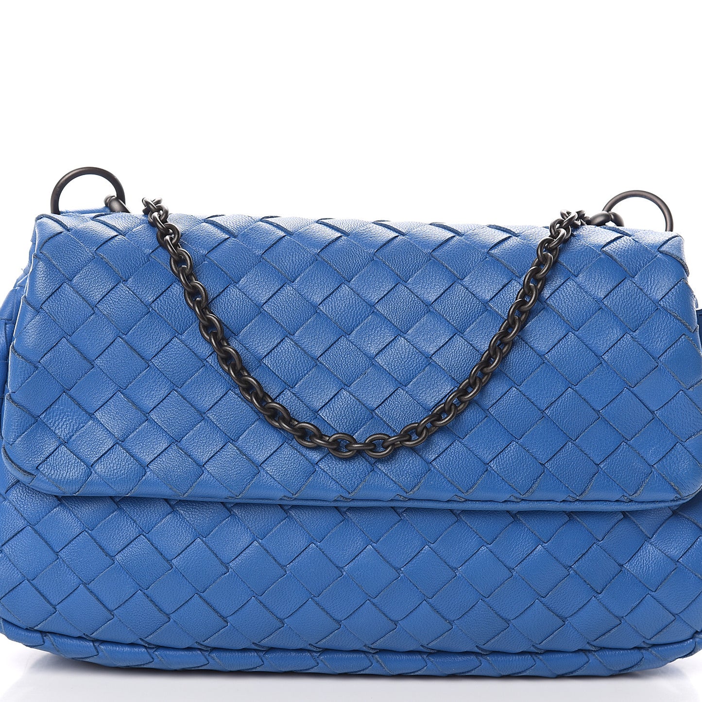 Nappa Intrecciato Small Chain Crossbody Blue