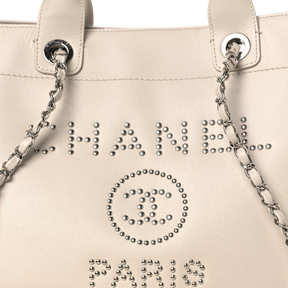 Chanel Caviar Medium Studded Deauville Tote Ivory 8 of 13