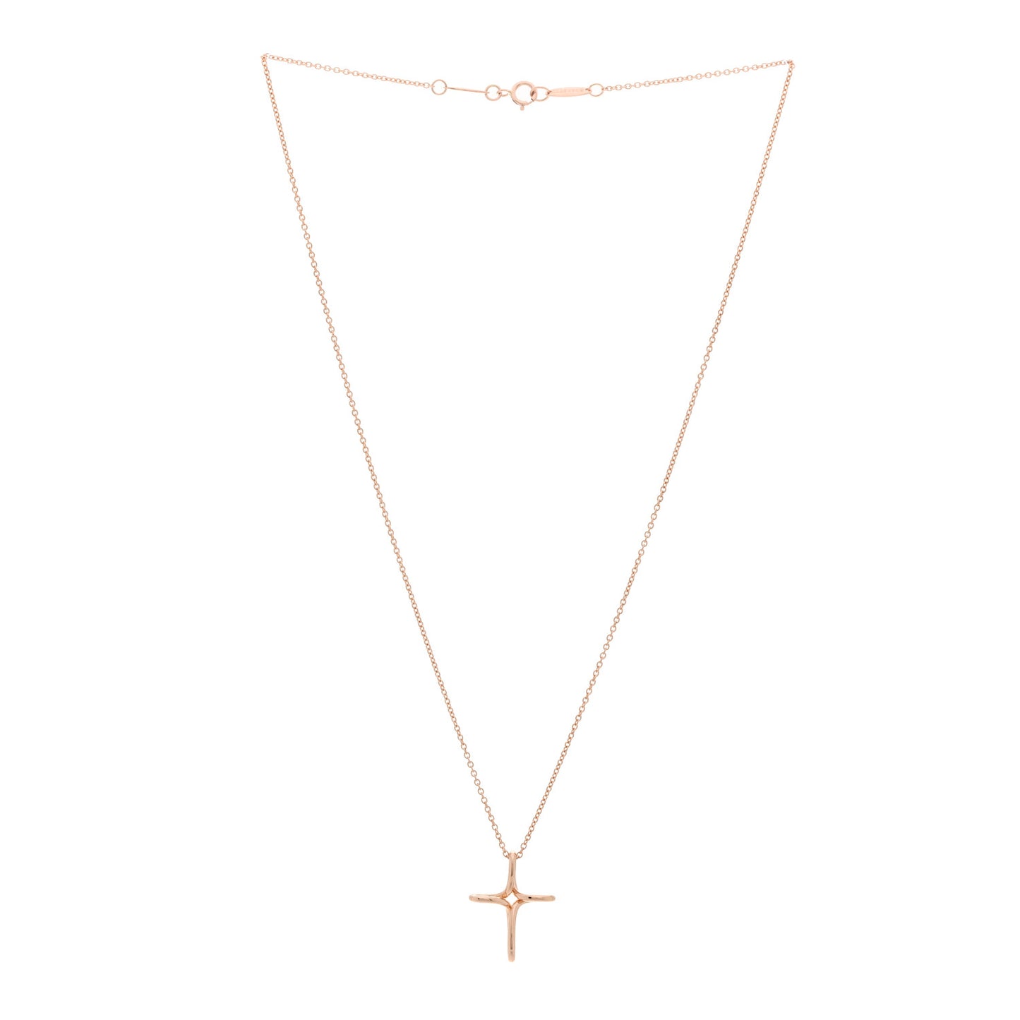 18K Rose Gold Elsa Peretti Infinity Cross Pendant Necklace