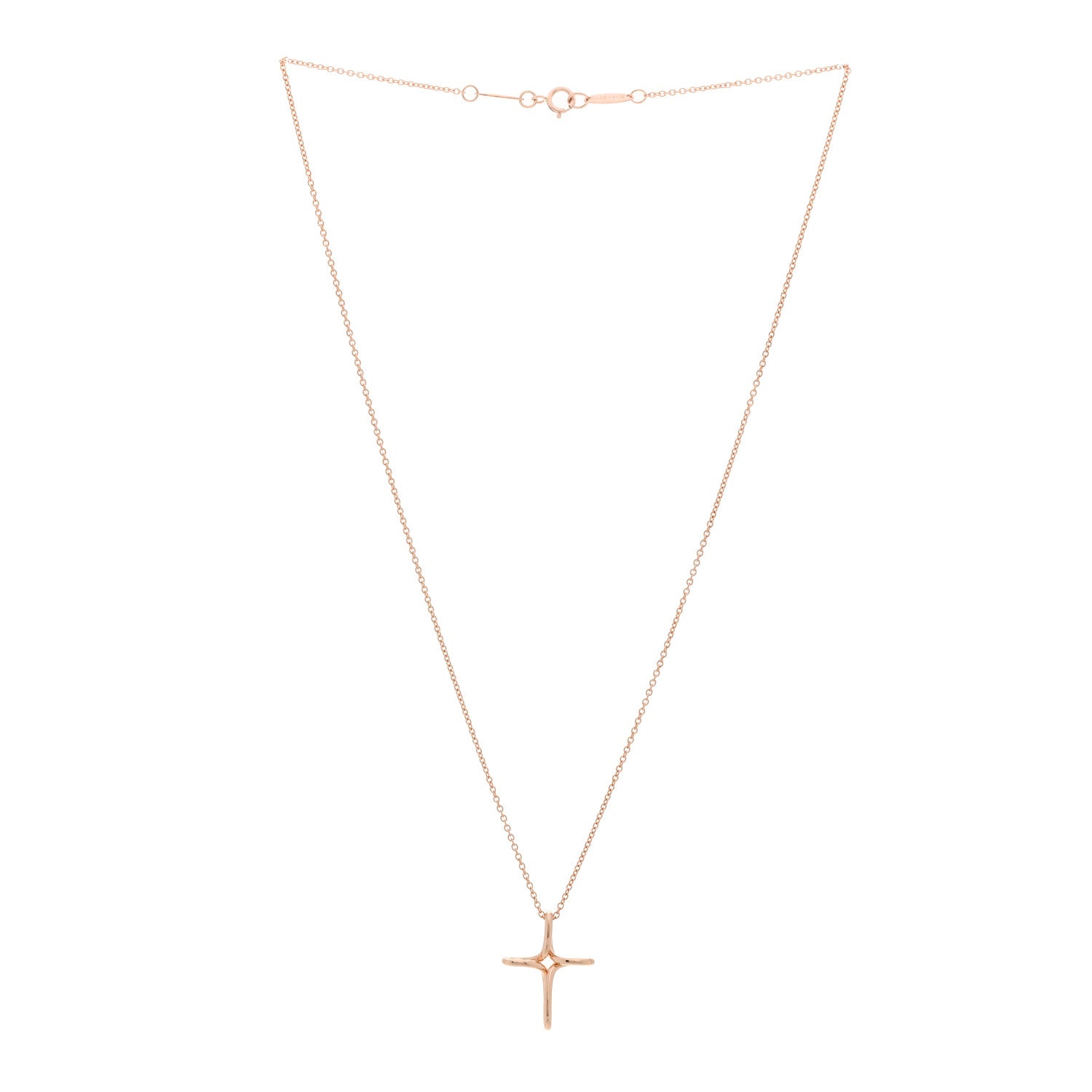 Tiffany 18K Rose Gold Elsa Peretti Infinity Cross Pendant Necklace 3 of 5