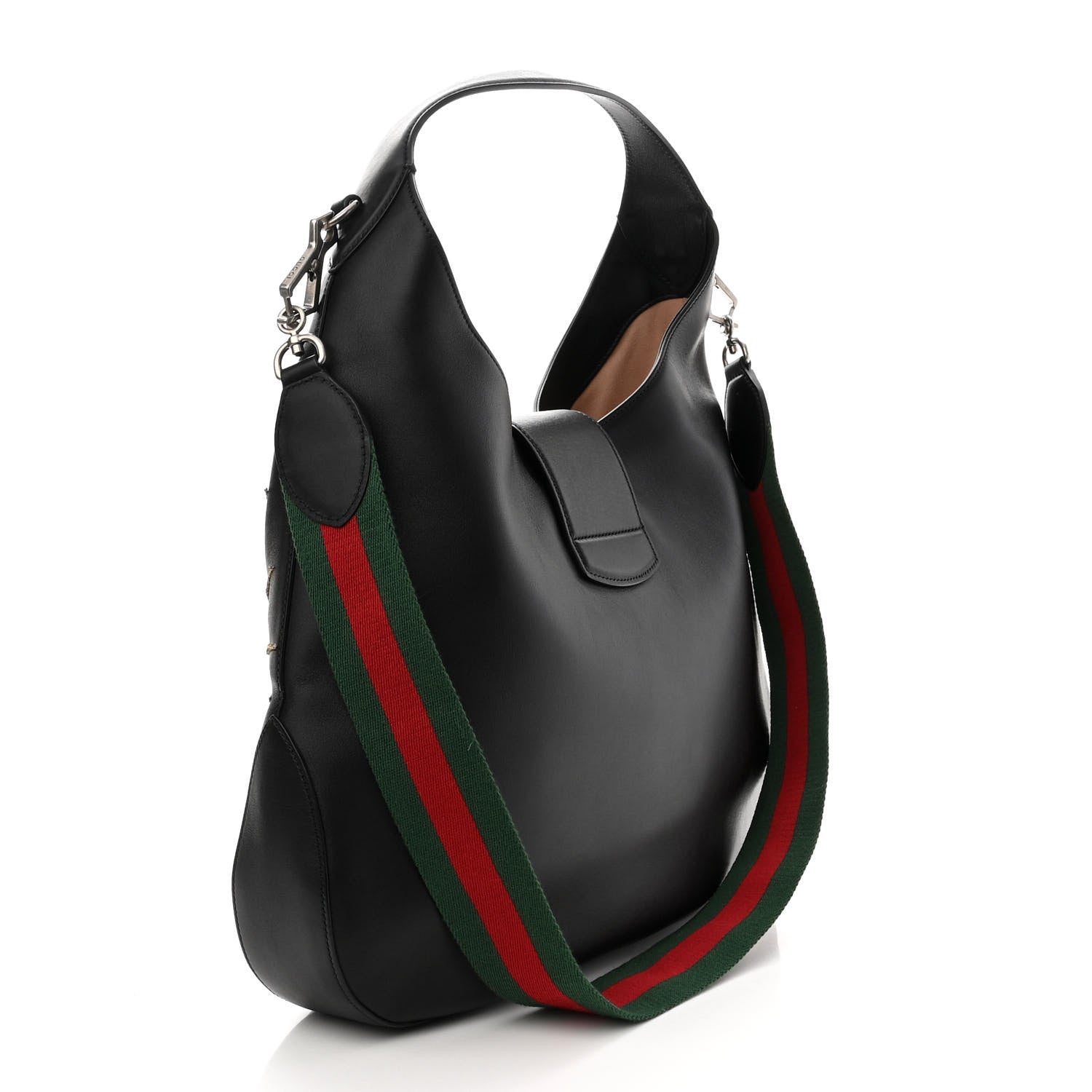 Gucci Calfskin Dog Embroidered Large Dionysus Hobo Black 2 of 10