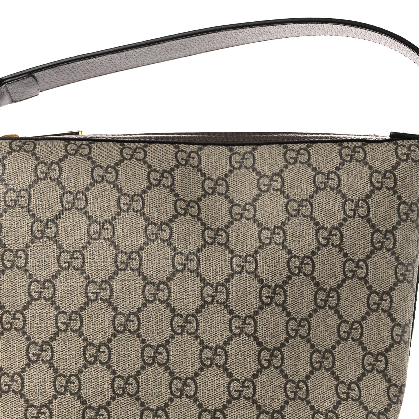 GG Supreme Monogram Textured Calfskin Web Super Mini Ophidia Shoulder Bag Beige Ebony New Acero
