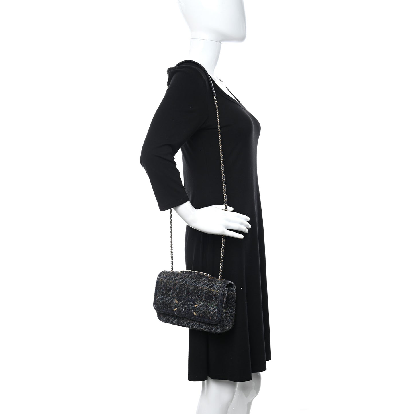 Tweed Watersnake Quilted Medium CC Filigree Flap Blue