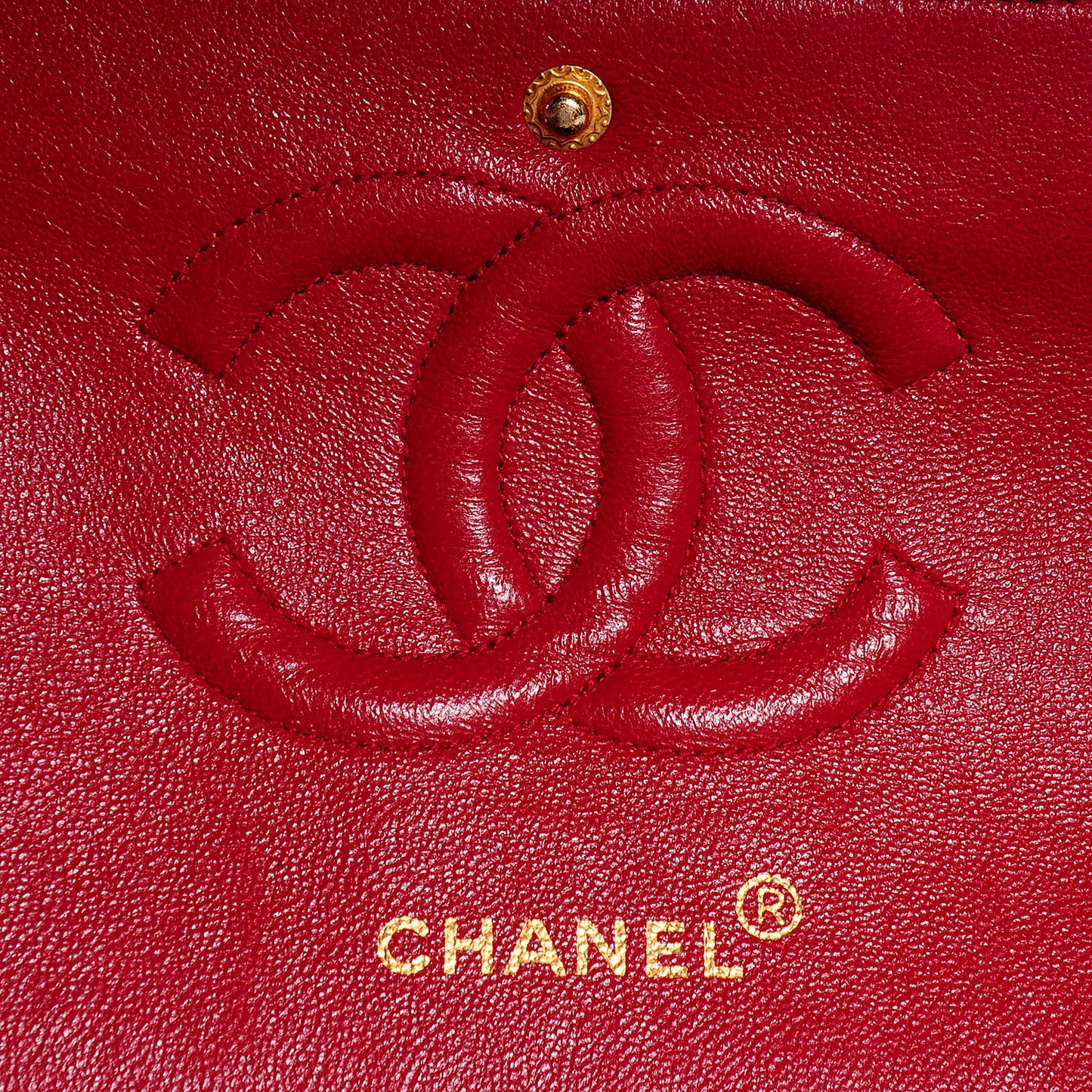 Lambskin Quilted Medium Double Flap Red