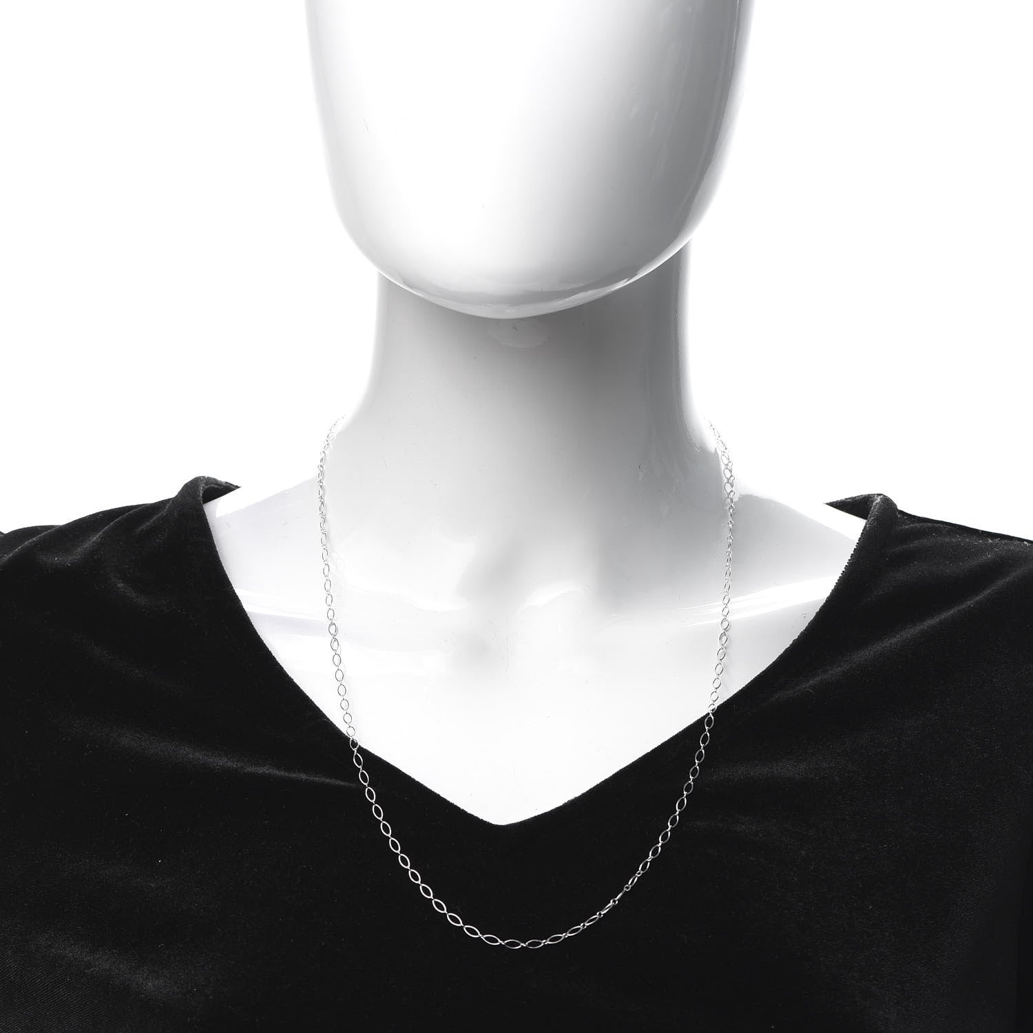 Tiffany 18K White Gold Oval Link Chain Necklace 24" 2 of 5