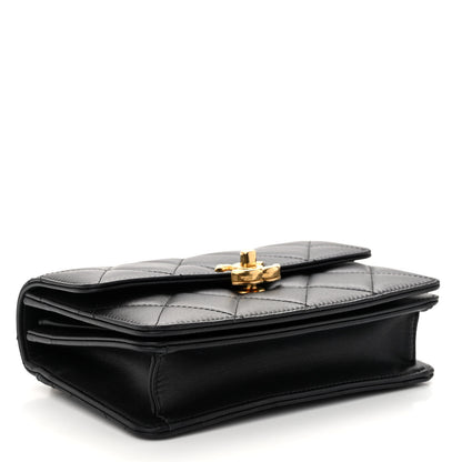 Chanel Lambskin Quilted Chain Logo Top Handle Flap Black 4 of 11
