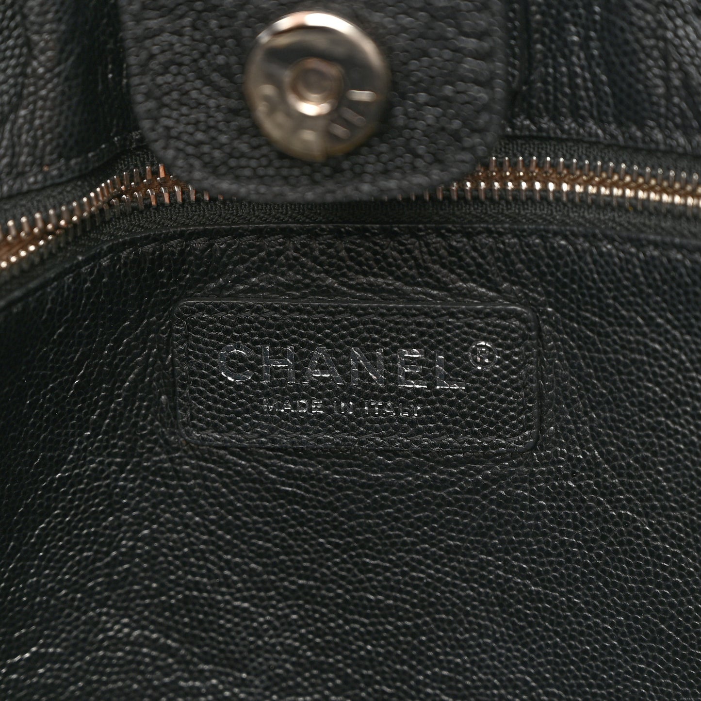 Caviar Stitched Large Lady Coco Shopping Tote Black