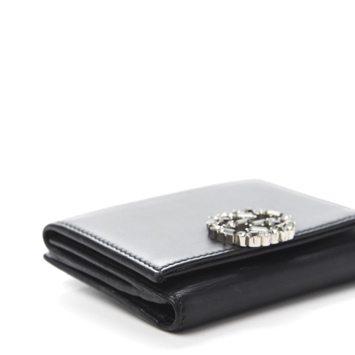 Gucci Calfskin Swarovski Crystal Mini GG Sparkling French Flap Wallet Black 10 of 12