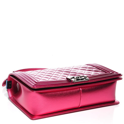Chanel Metallic Patent Calfskin New Medium Boy Flap Pink 4 of 8