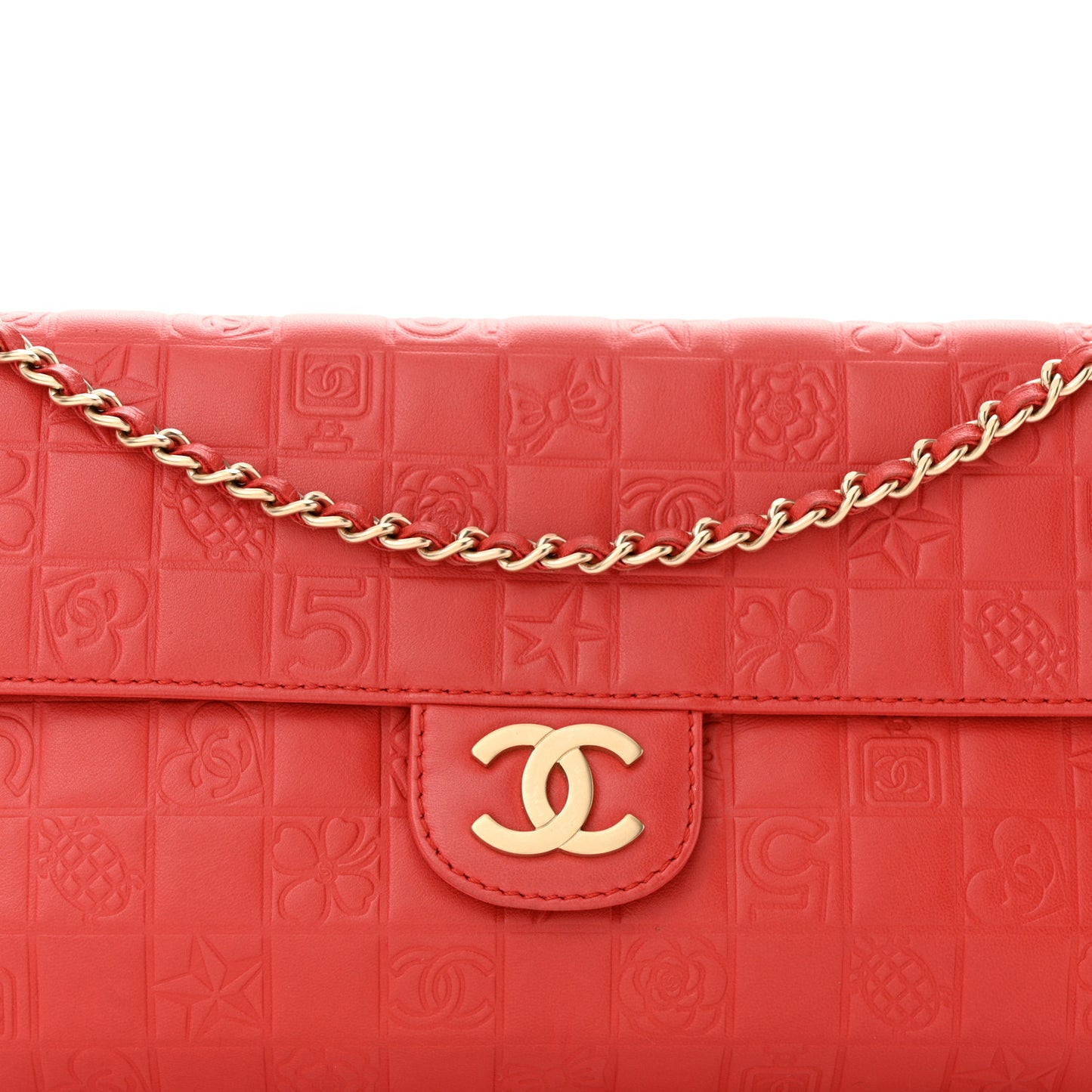 Lambskin Precious Symbols Flap Pochette Red