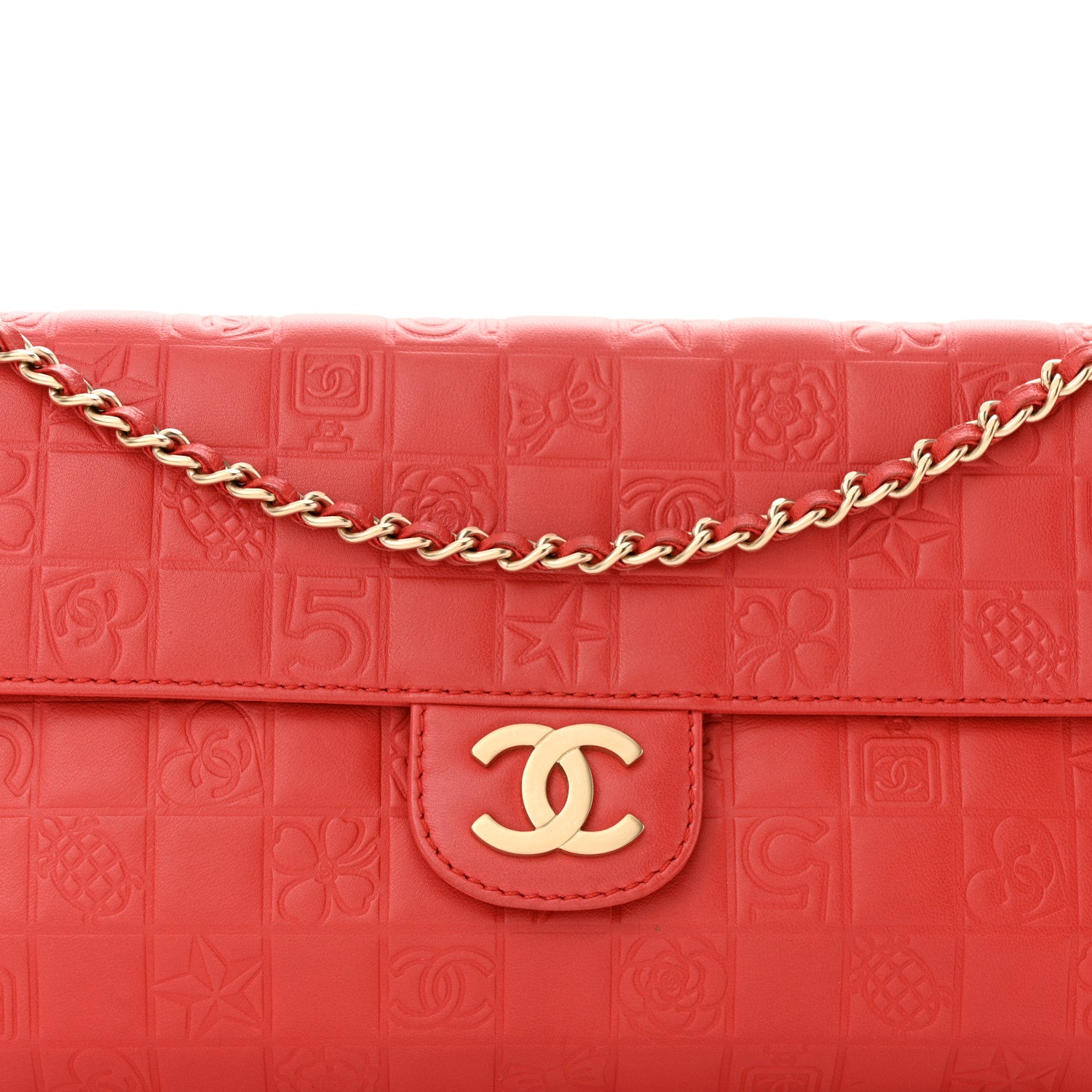 Chanel Lambskin Precious Symbols Flap Pochette Red 8 of 14