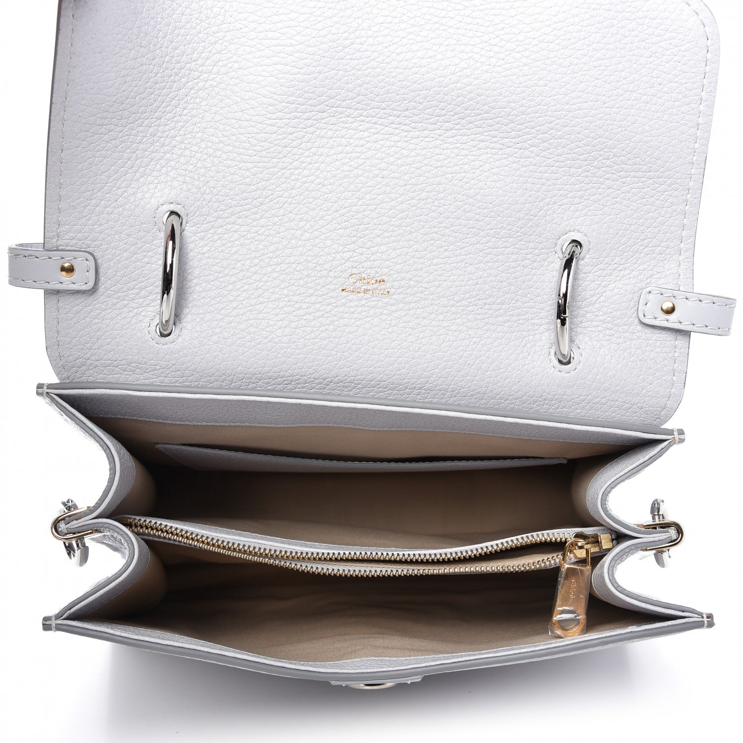 Chloe Shiny Grained Calfskin Medium Aby Day Shoulder Bag Airy Grey 5 of 8