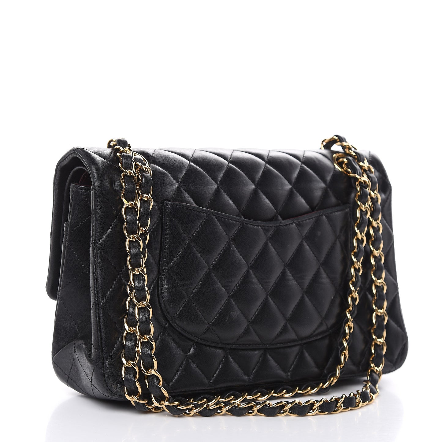 Lambskin Quilted Medium Double Flap Black