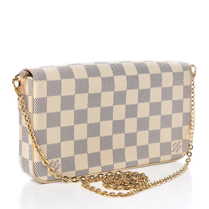 Louis Vuitton Damier Azur Pochette Felicie Chain Wallet Rose Ballerine 4 of 10
