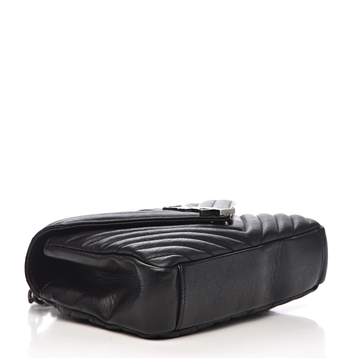 Saint Laurent Sheepskin Matelasse Chevron Monogram Medium College Bag Black 4 of 11