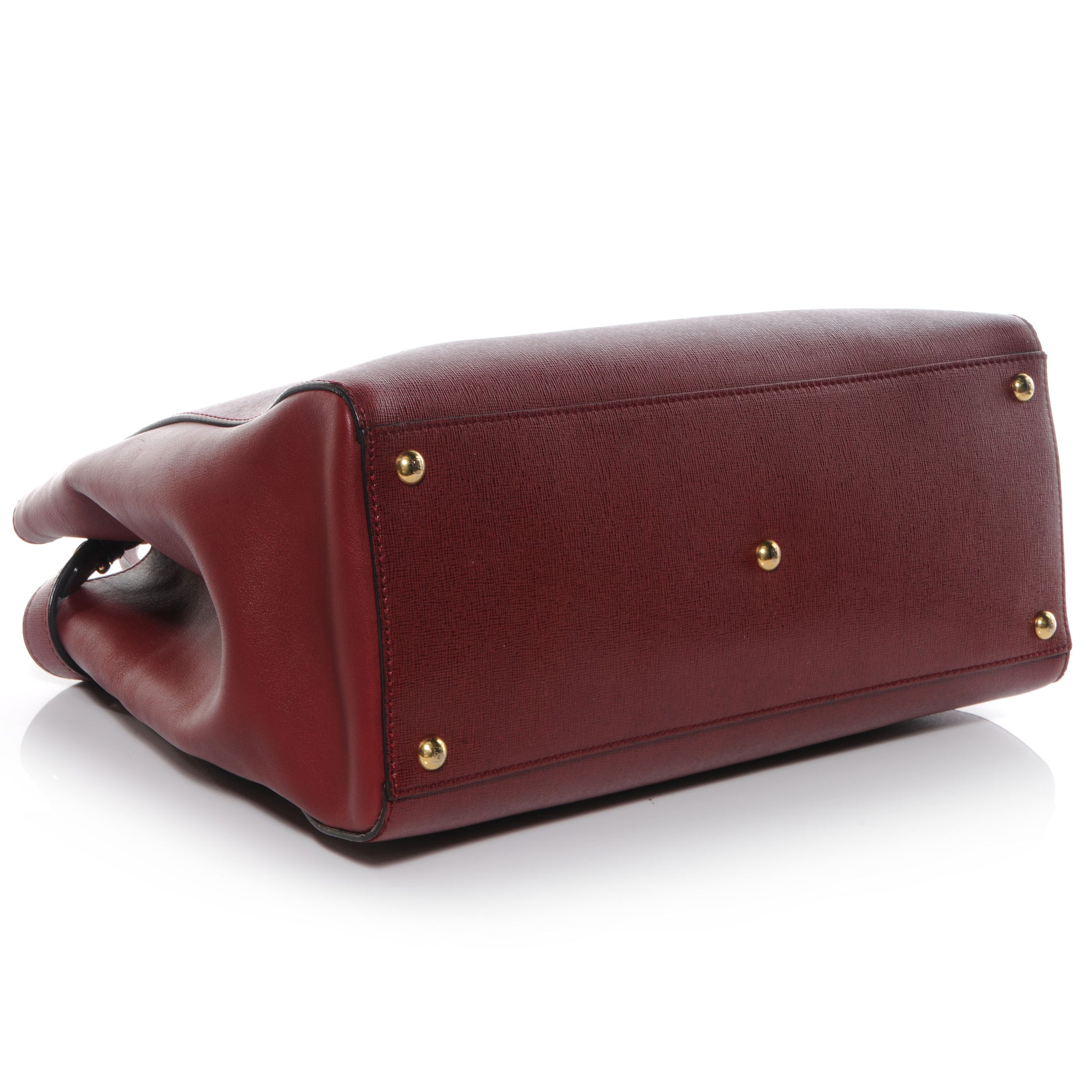 Fendi Vitello Elite Regular 2Jours Tote Rosso Scuro Ciliegia 4 of 12