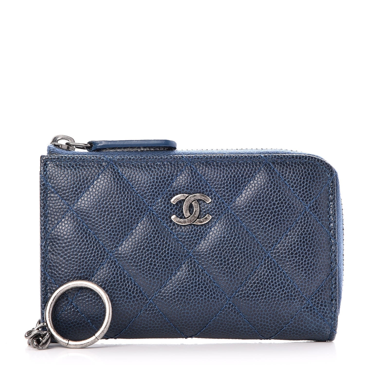 Chanel Caviar Quilted Key Holder Case Blue 1 of 8