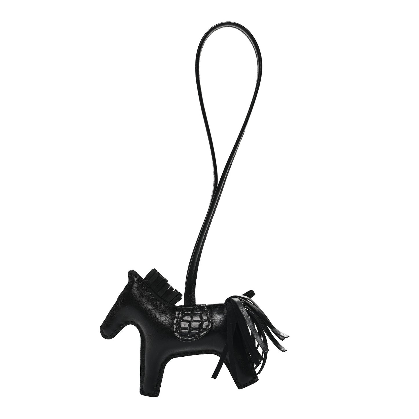 Milo Lambskin Matte Alligator Touch Grigri Rodeo Horse Bag Charm PM So Black