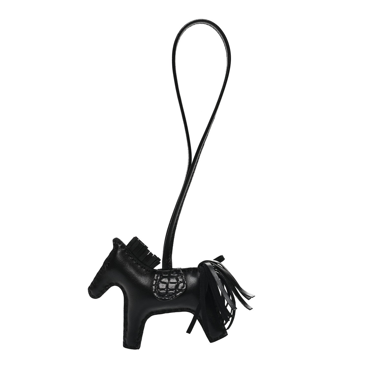 Hermes Milo Lambskin Matte Alligator Touch Grigri Rodeo Horse Bag Charm PM So Black 1 of 4