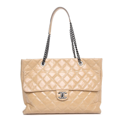 Chanel Calfskin Quilted Large Front Flap Tote Beige 1 of 11