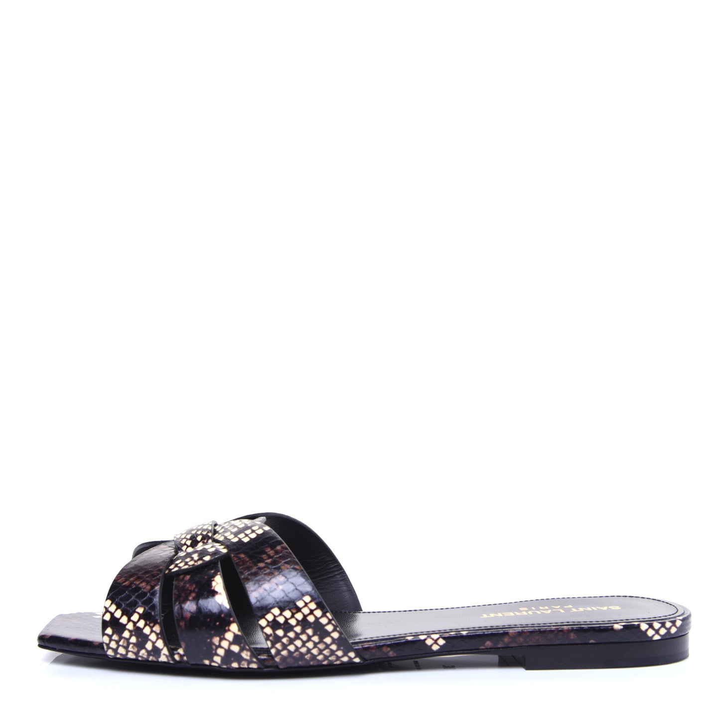 Calfskin Embossed Nu Pieds 05 Slide Sandals 38 Oro