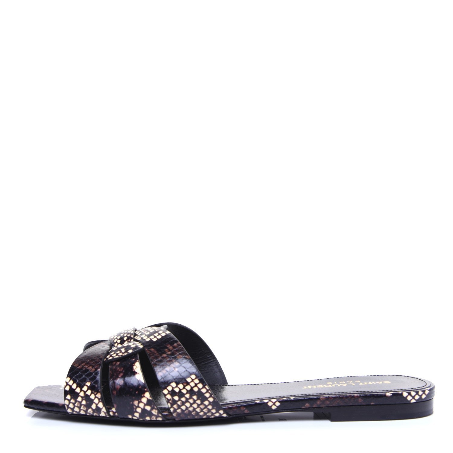 Saint Laurent Calfskin Embossed Nu Pieds 05 Slide Sandals 38 Oro 1 of 9