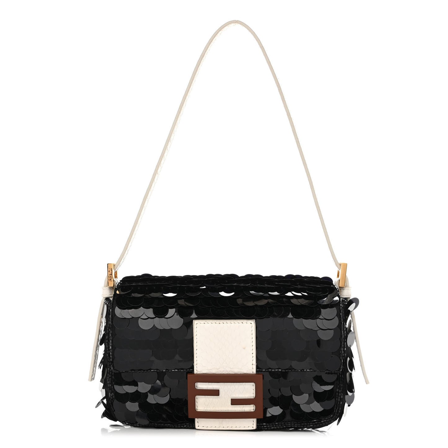 Satin Sequin Paillettes Elaphe Plexiglass Mini Baguette 1997 Black Avorio