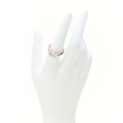 David Yurman Sterling Silver Diamond Morganite 7mm Petite Albion Ring 54 6.75 2 of 4