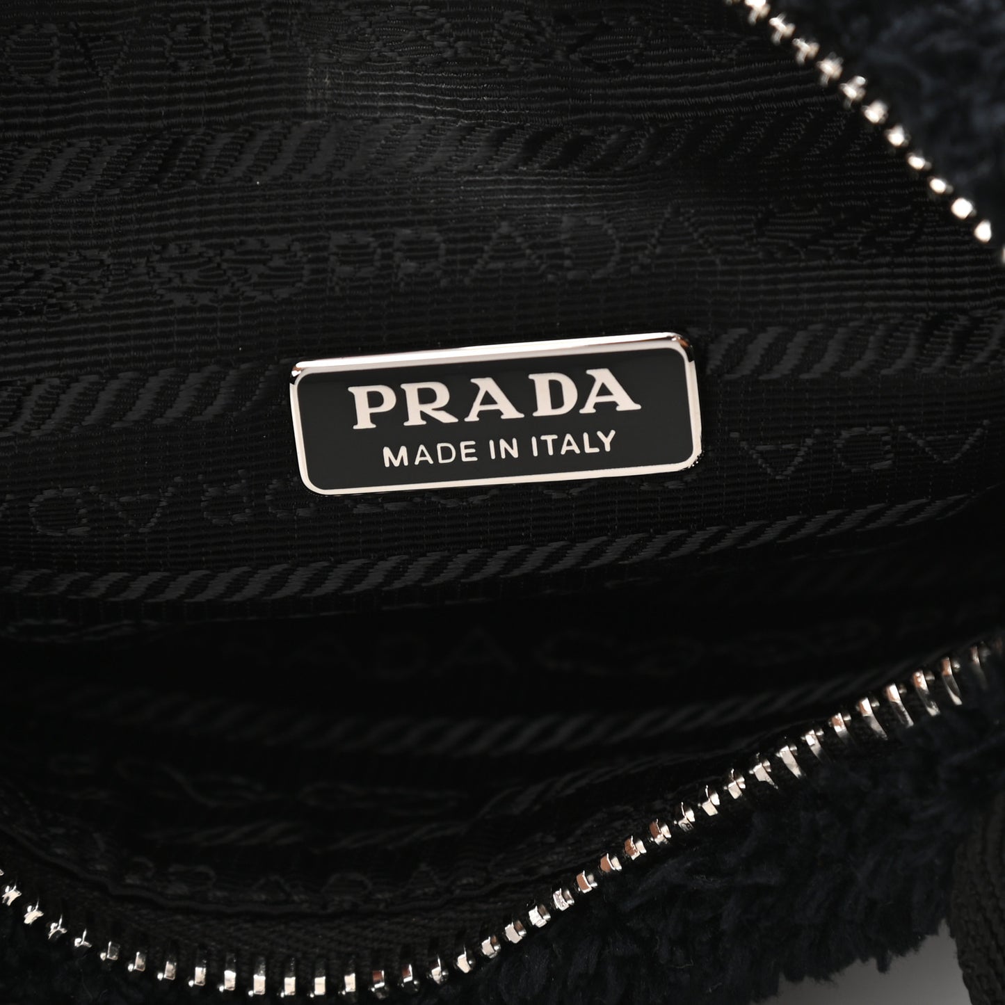 Terry Cloth Mini Re-Edition 2000 Bag Black White