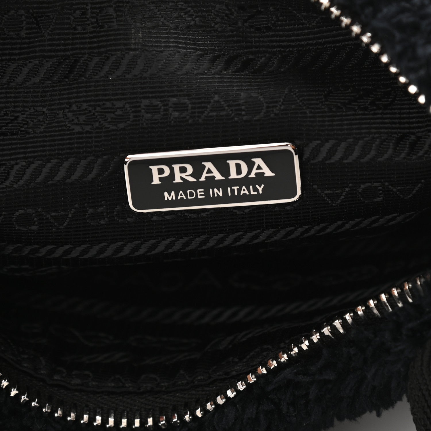 Prada Terry Cloth Mini Re-Edition 2000 Bag Black White 6 of 11