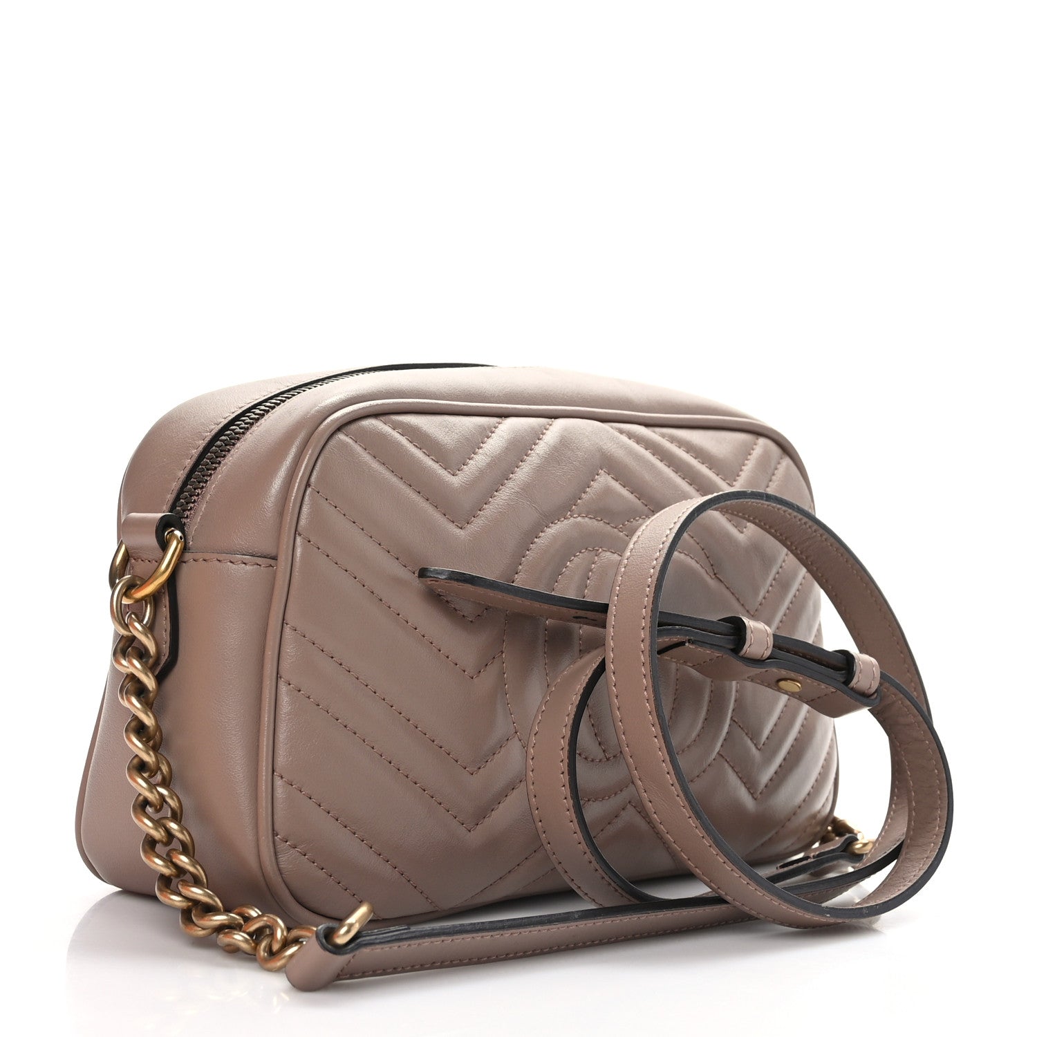 Gucci Calfskin Matelasse Small GG Marmont Chain Shoulder Bag Porcelain Rose 3 of 9