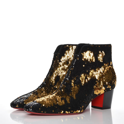 Christian Louboutin Paillettes Disco 70S Ankle Boots 42 Black Gold 3 of 8