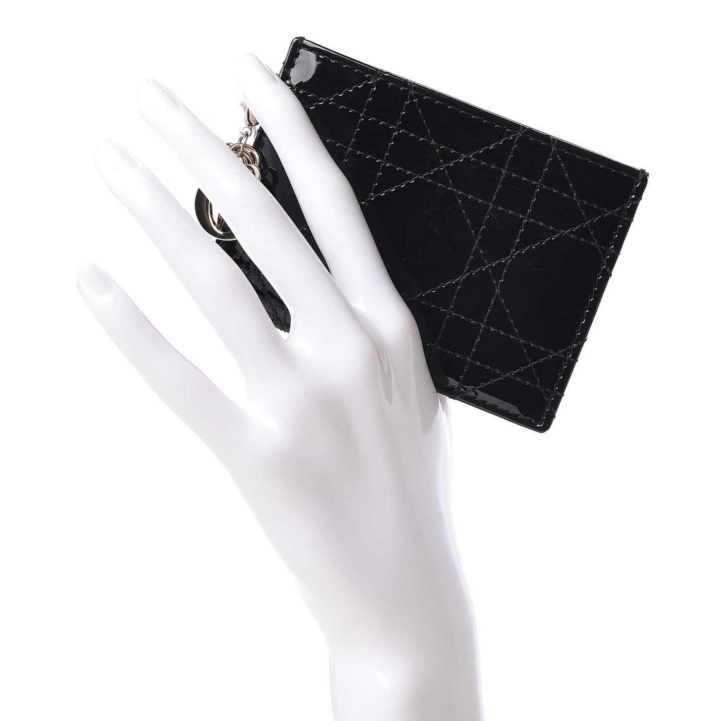 Patent Cannage Lady Dior Card Holder Black