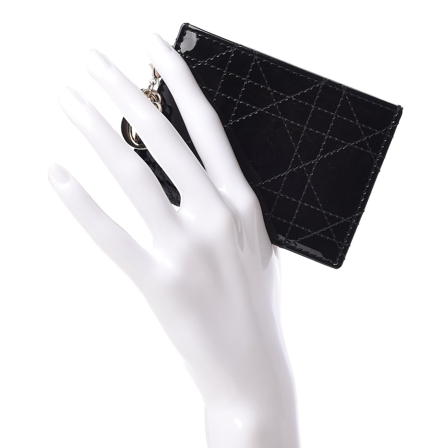 Christian Dior Patent Cannage Lady Dior Card Holder Black 2 of 7