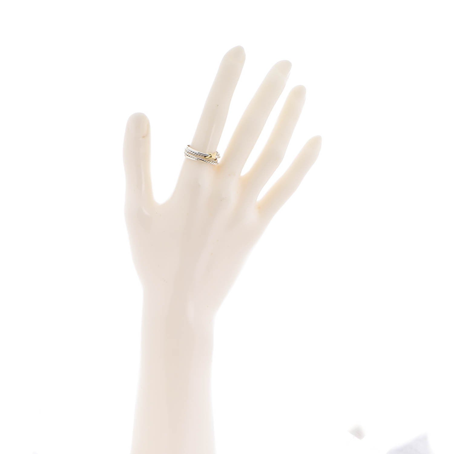 David Yurman Sterling Silver 18K Yellow Gold 6mm X Crossover Ring 54 7 2 of 5