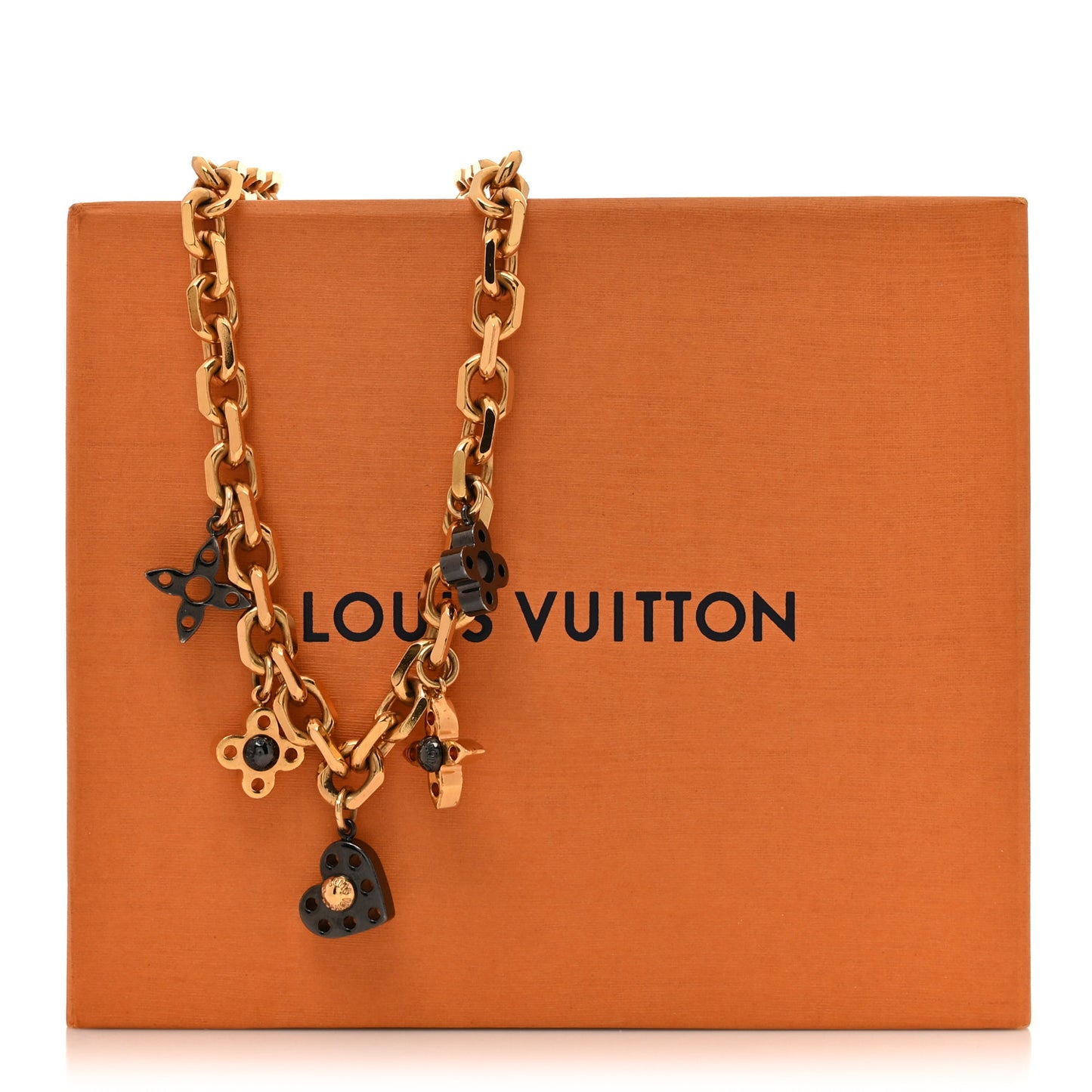 Monogram Hide and Seek Necklace Gold Black