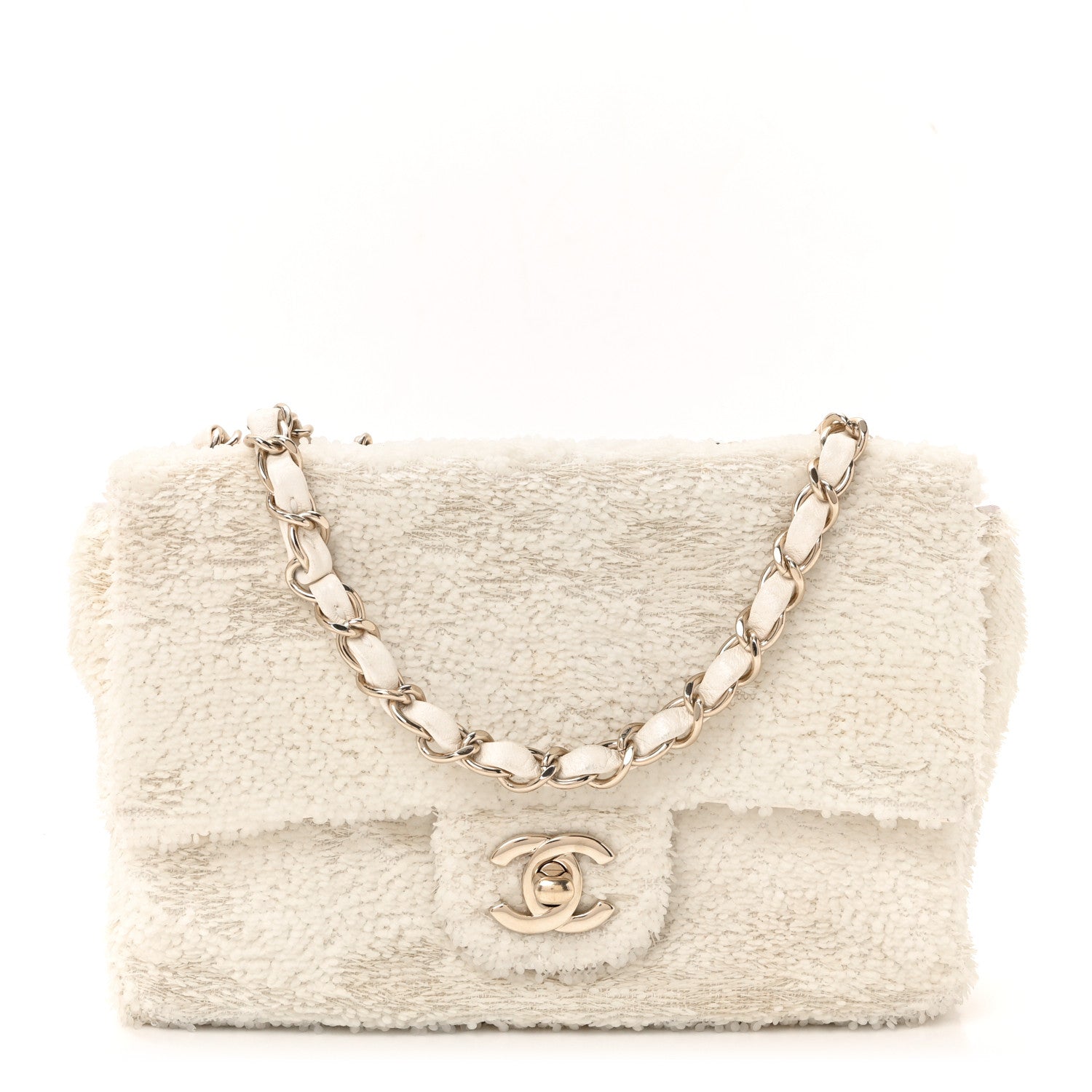 Chanel Sequin Small Single Flap White 1 of 10