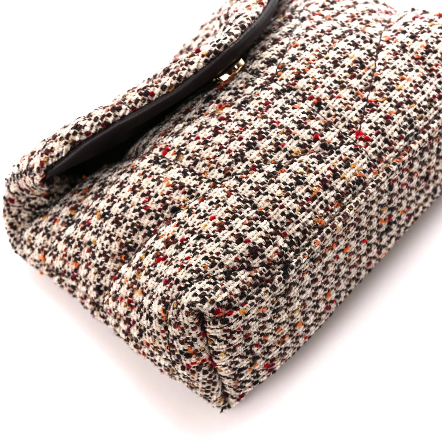 Tweed Quilted Loulou Puffer Monogram Pouch Clutch Beige Umber Multicolor