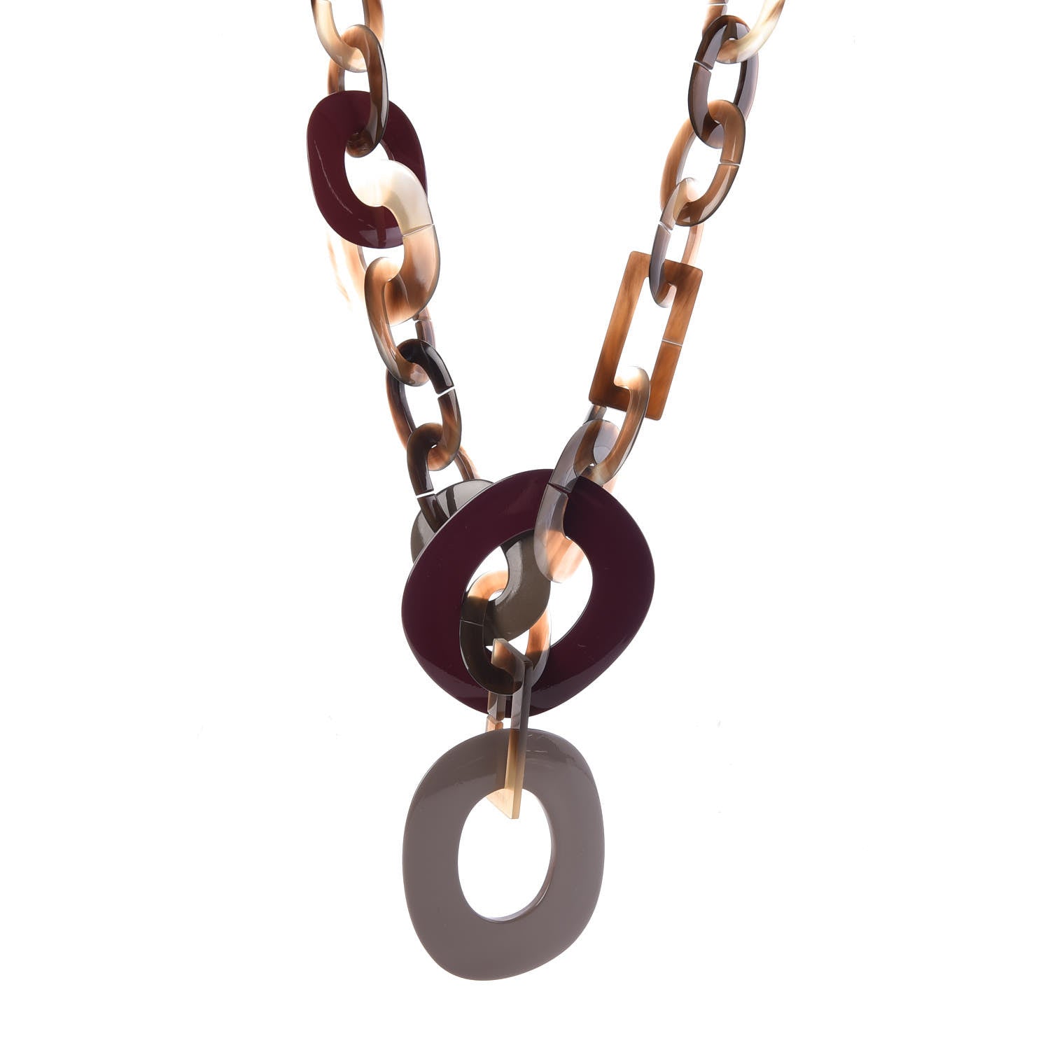 Hermes Lacquered Wood Buffalo Horn Duncan Necklace 1 of 6