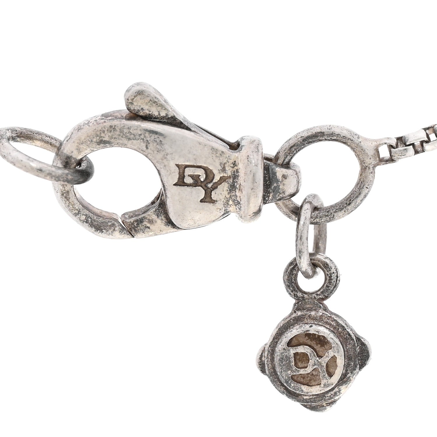 David Yurman Sterling Silver Diamond Sculpted Cable Disc Necklace 4 of 4