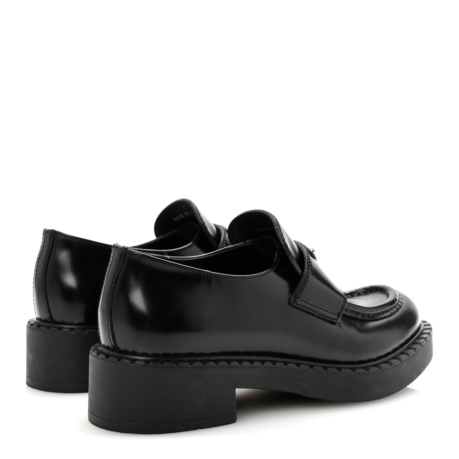 Prada Spazzolato Metal Triangle Logo 50mm Loafers 37 Black 5 of 10