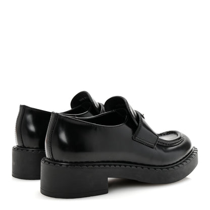 Prada Spazzolato Metal Triangle Logo 50mm Loafers 37 Black 5 of 10