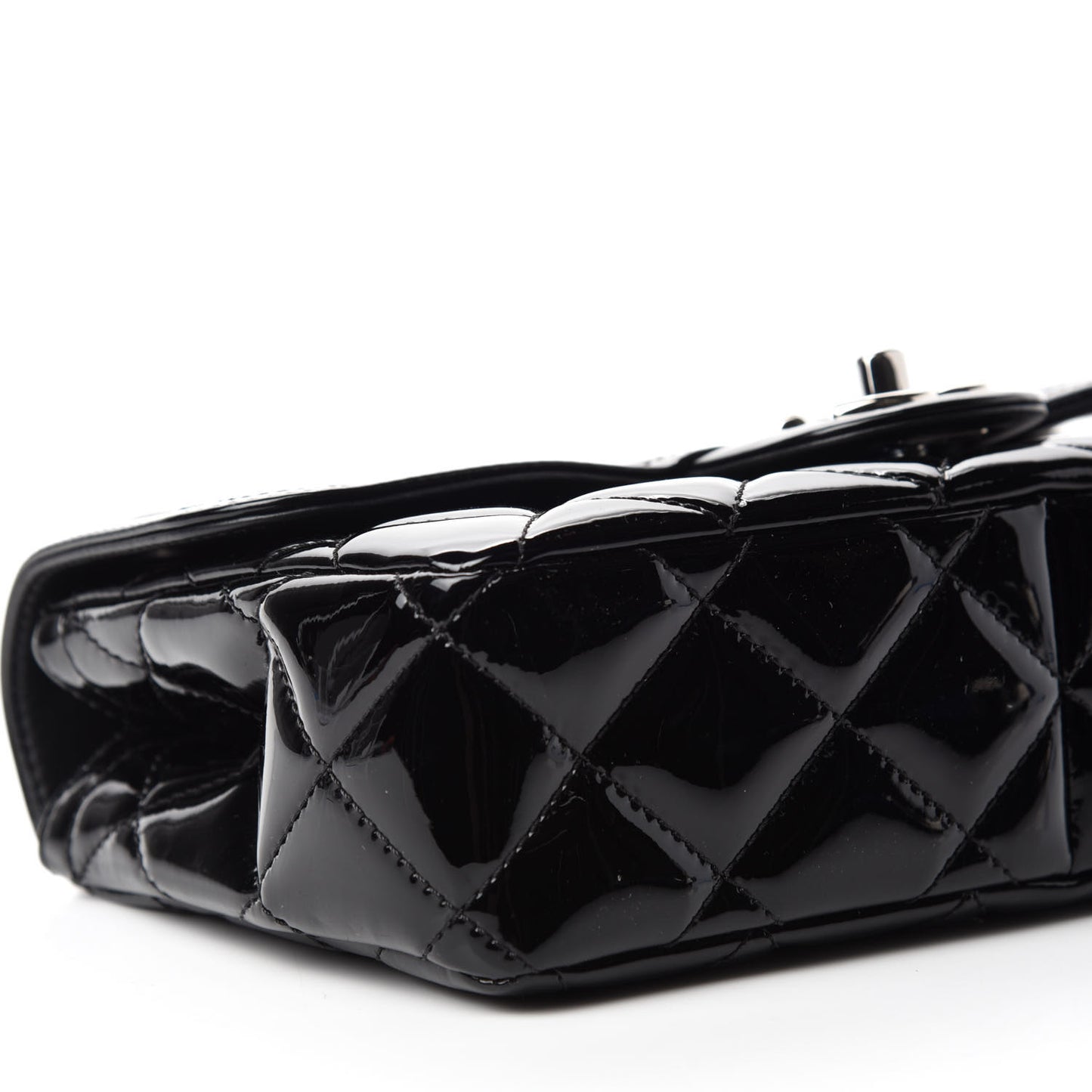 Patent Quilted Small Coco Shine Flap Black